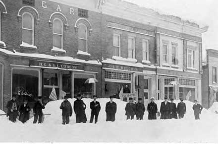 Main Street in Burton, Ohio on February 13, 1910