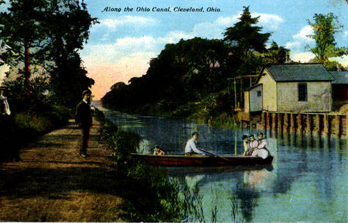 a view on the Ohio canal, postcard, 1911