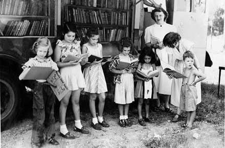 Early bookmobile, about 1940