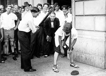 Upperclassman welcomes freshman to Fenn College, May, 1931.