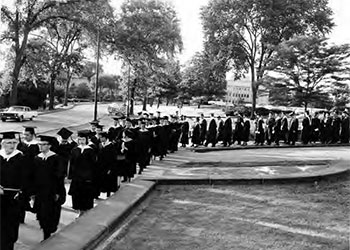 Fenn's last commencement procession enters Severance Hall, June 13, 1965.