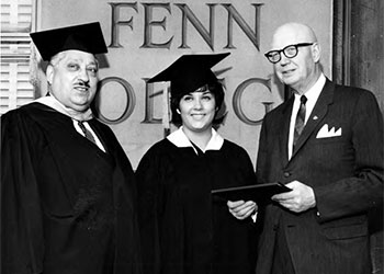 Members of first and last Fenn graduating classes with Pres. G. Brooks Earnest, 1965