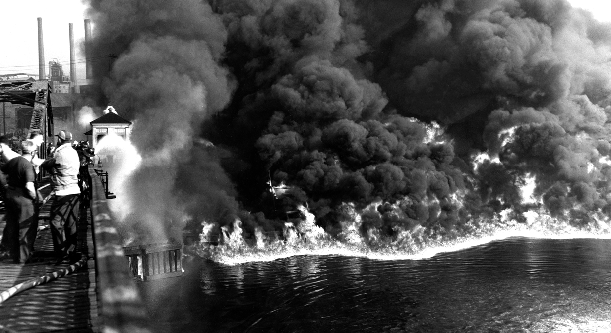 55 years ago:  On June 22, 1969, oil and debris on the surface of the Cuyahoga River in Cleveland, Ohio, burst into flames and burned for twenty-five minutes.