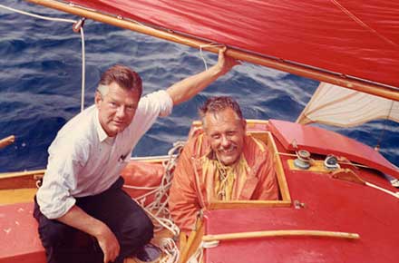 Bill Jorgensen with Robert Manry aboard Tinkerbelle, 1965